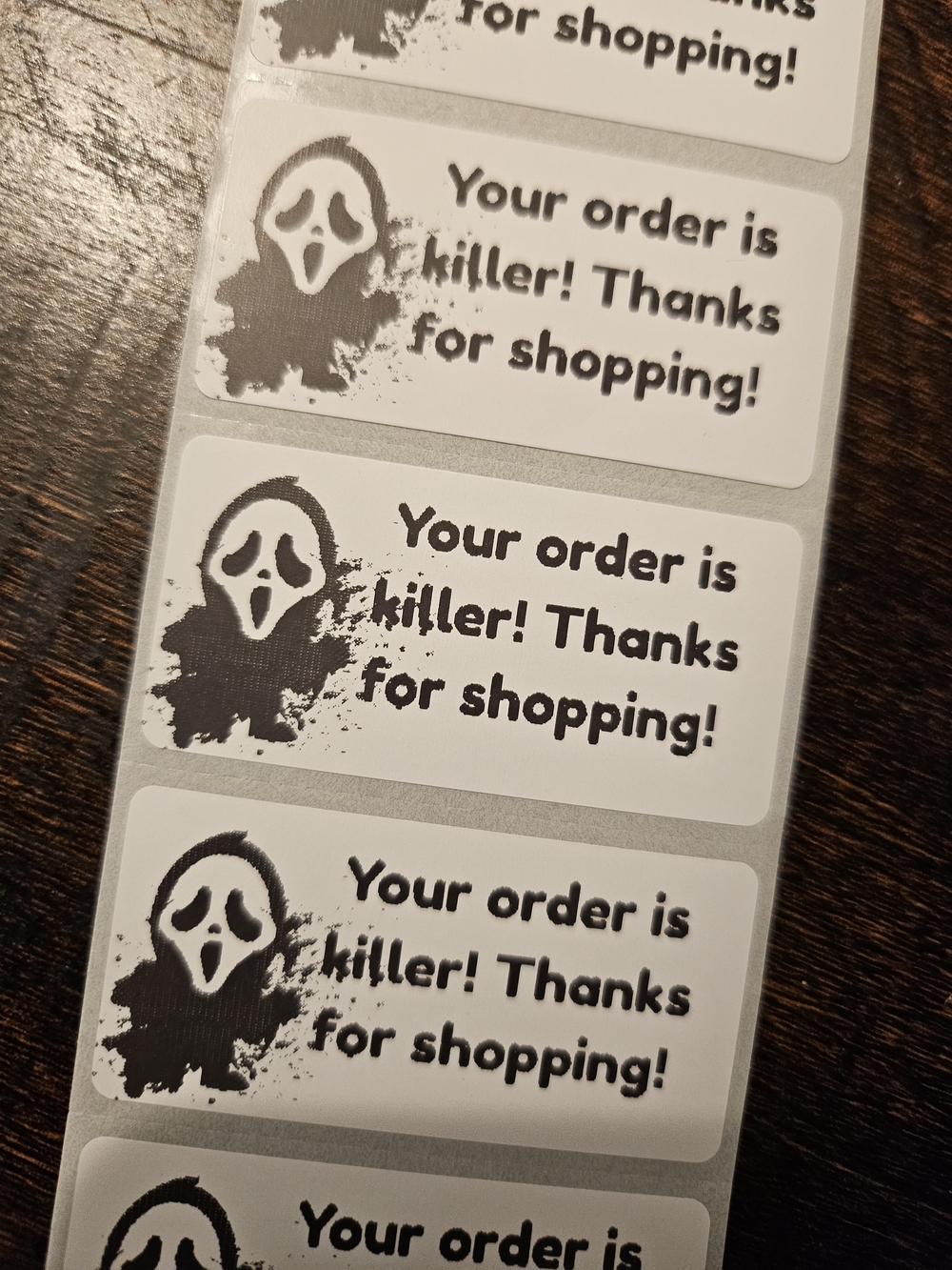 Ghostface Thank You Stickers